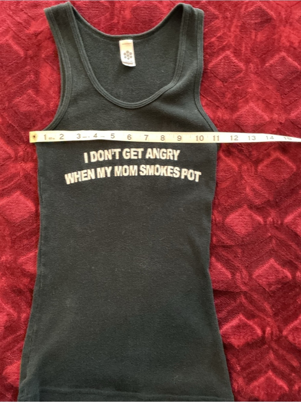 American Apparel Black Ribbed Tank with White Text
